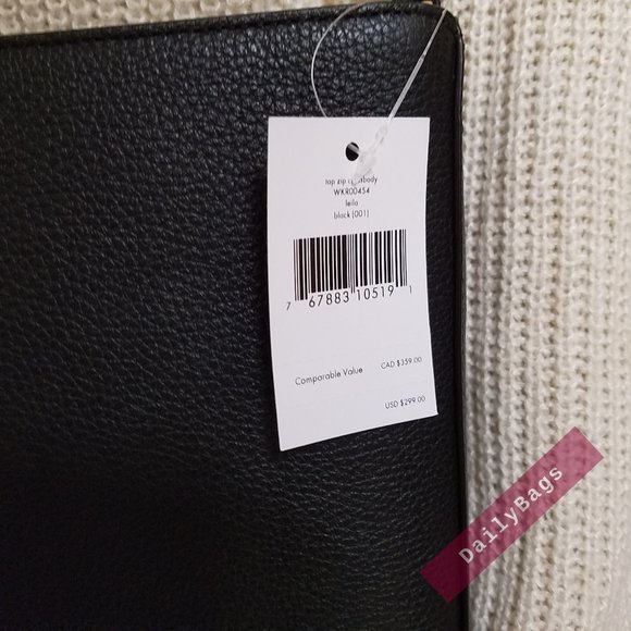 NWT KATE SPADE TOP ZIP CROSSBODY LEILA BLACK WKR00454 100% AUTHENTIC - Picture 7 of 11